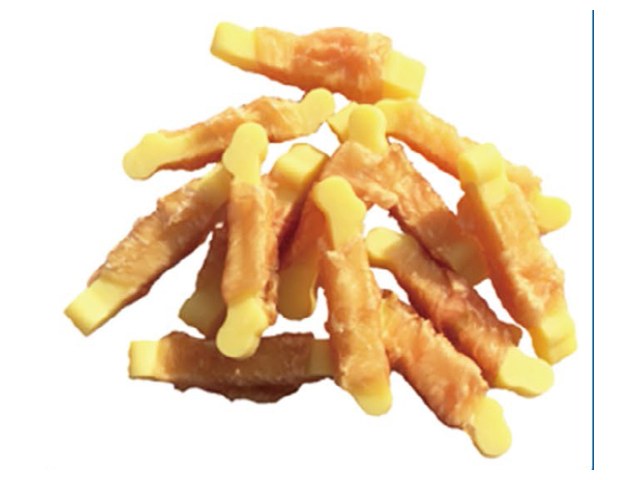 Yellow Cheese Bone Twisted by Chicken VPC-41 - Chicken Jerky dog treats OEM from China